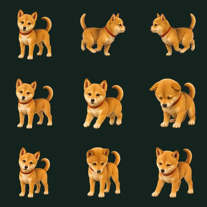 小满 / Xiaoman: contact sheet of actual frames from populated standard action rows